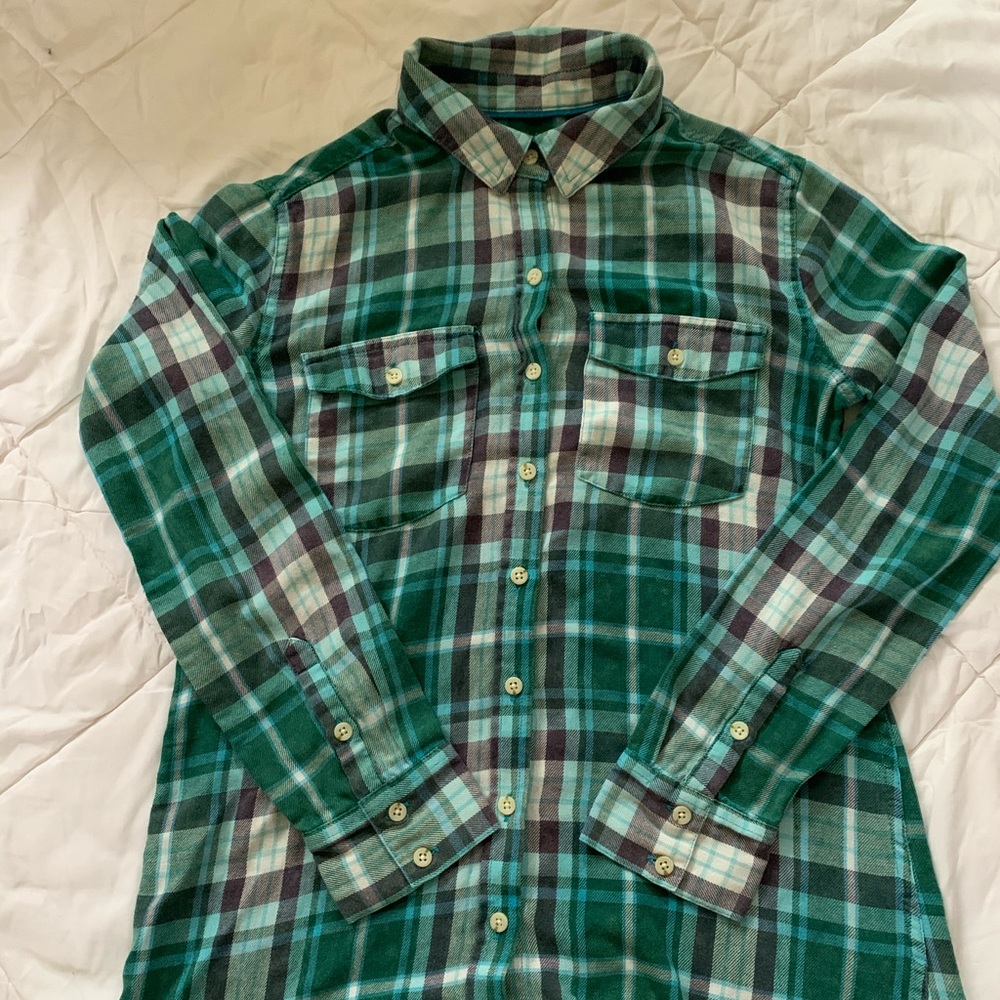 Mossimo long sleeve aqua/teal plaid shirt